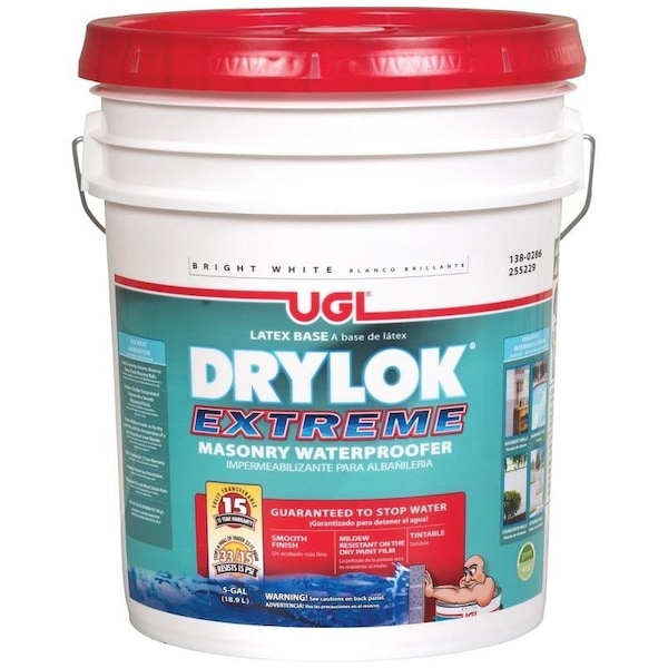 Ugl DRYLOK EXTREME Series Masonry Waterproofer, White, Liquid, 5 gal
